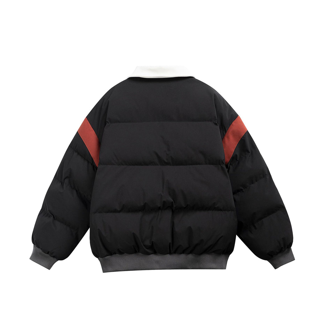 Damen Kurz geschnittene wattierte Blousonjacke mit kontrastierendem Kragen und Stickdetails Echoarchiv