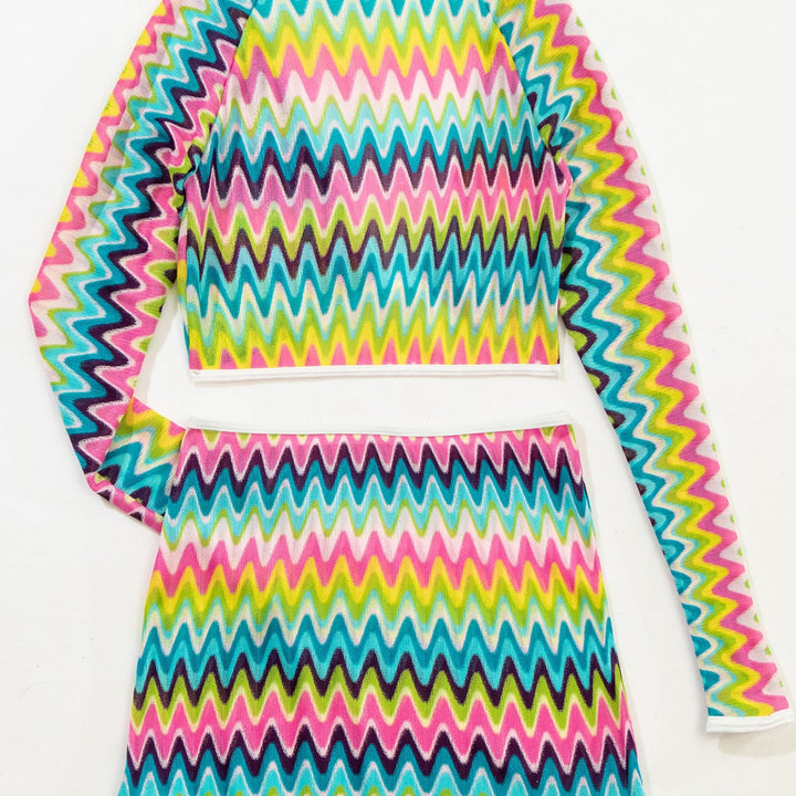 Damen modisches Crop-Top und Rock-Set Echo Archiv
