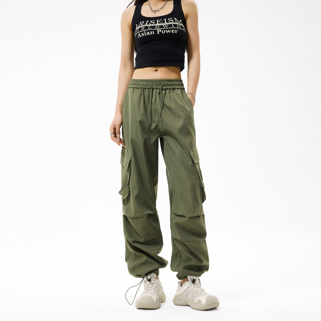 Herren Baggy‑Cargo‑Hose mit modularen Klappfächern, Band‑Details und Kordelbund Echo Archiv