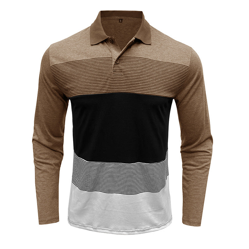 Herren Langarm Poloshirt mit modernem Streifenmuster und komfortablem Schnitt Echoarchiv