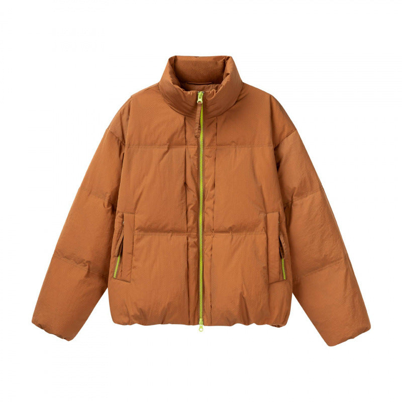Damen Kurze Oversize-Steppjacke mit hohem Stehkragen und Kontrast-Reißverschluss Echo Archiv