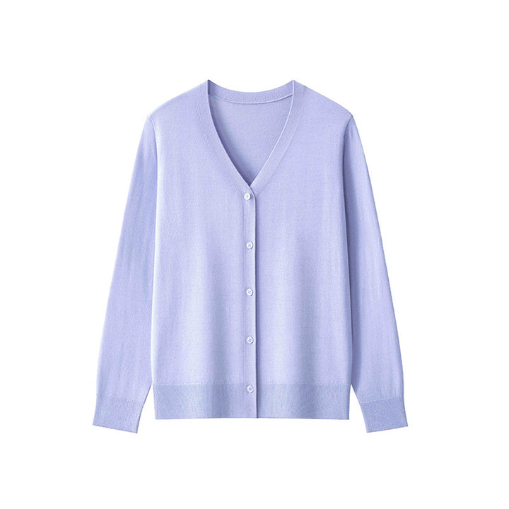 Damen Feinstrick-Cardigan mit V‑Ausschnitt, durchgehender Knopfleiste und leichtem Fall Echo Archiv