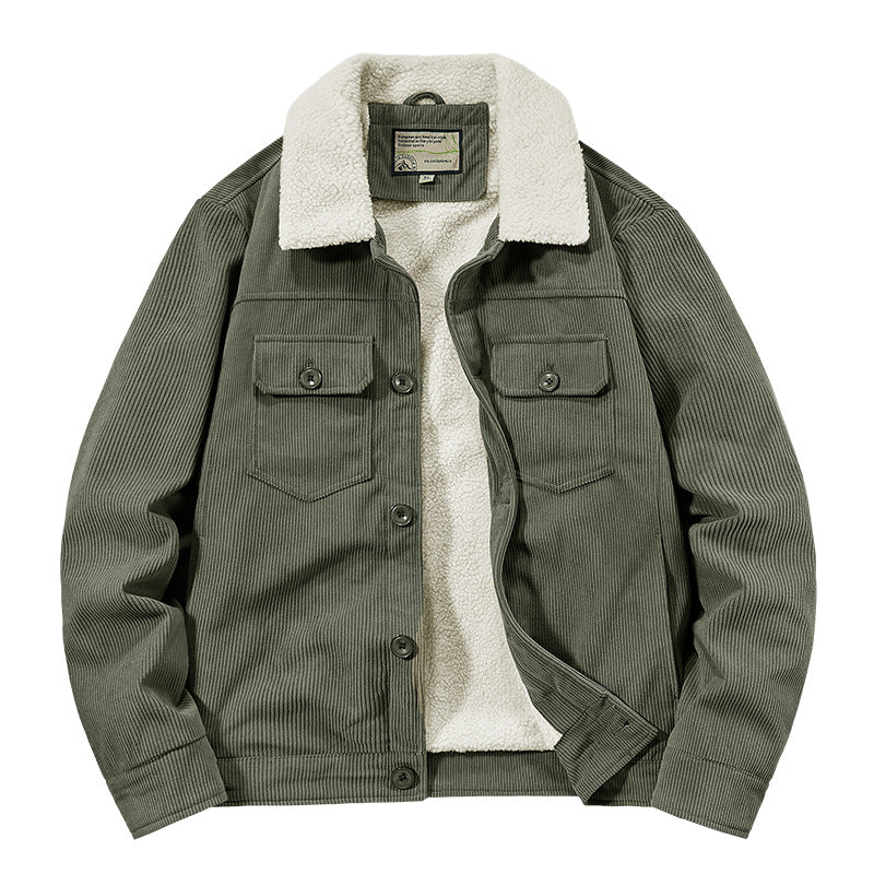 Herren Gemusterte Cordjacke mit Teddyfutter Echo Archiv