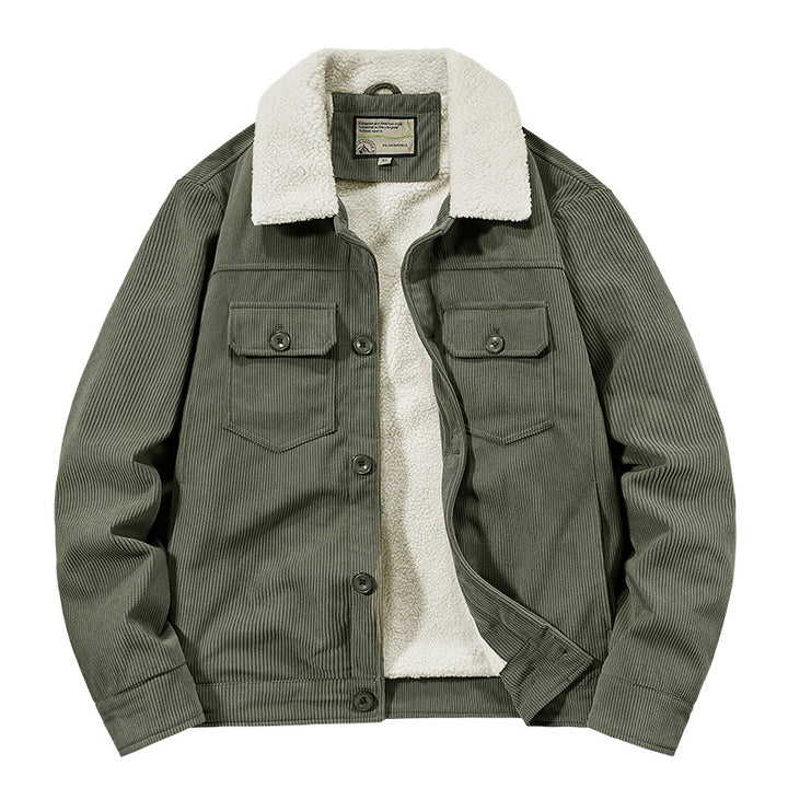 Herren Gemusterte Cordjacke mit Teddyfutter Echo Archiv
