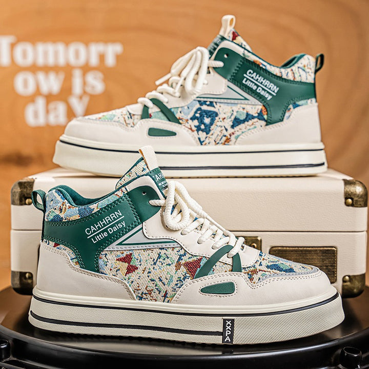 Damen modische High-Top Plateausneaker mit gewebtem Gobelinmuster, gepolstertem Knöchelkragen und dämpfender EVA-Sohle Echo Archiv