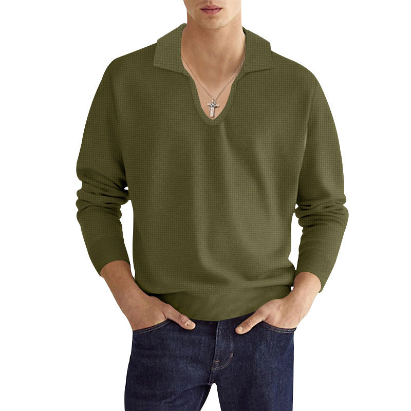 Herren Strickpullover mit modischem V-Ausschnitt und strukturiertem Design Echoarchiv