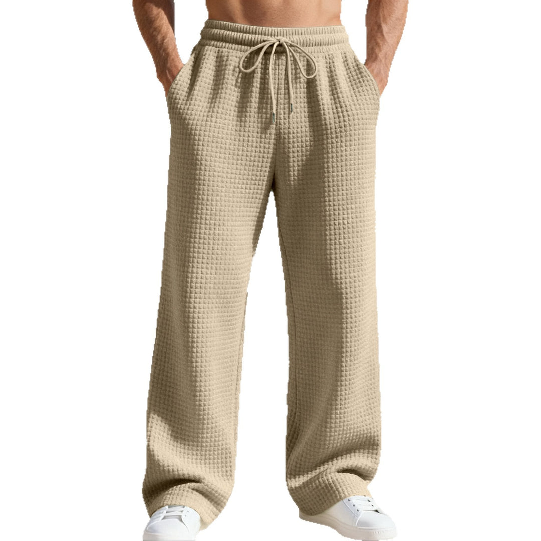 Herren nan lässige Waffelstrick-Freizeithose mit elastischem Bund und Kordel Echo Archiv