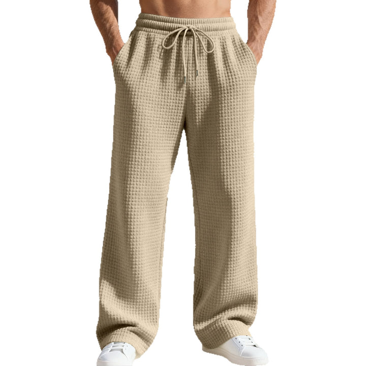 Herren nan lässige Waffelstrick-Freizeithose mit elastischem Bund und Kordel Echo Archiv