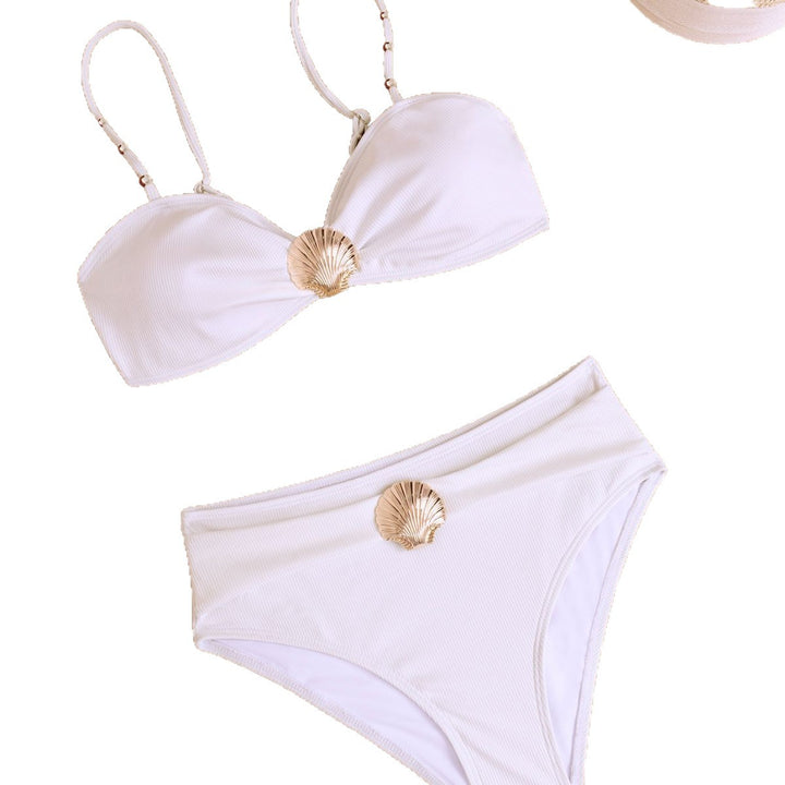 Damen Hochgeschnittener Bikini mit glamourösen Muschel-Details Echo Archiv