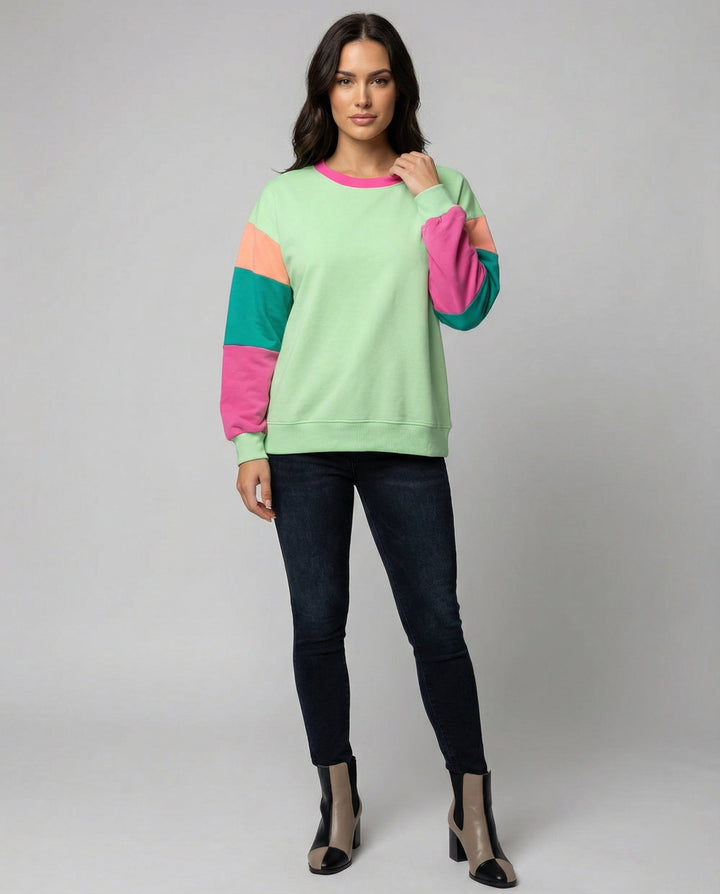Damen lässiger SwEchoarchivtshirt mit kontrastierenden Ärmeln Echoarchiv