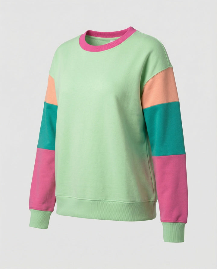 Damen lässiger SwEchoarchivtshirt mit kontrastierenden Ärmeln Echoarchiv