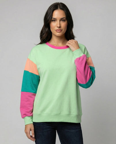 Damen lässiger SwEchoarchivtshirt mit kontrastierenden Ärmeln Echoarchiv