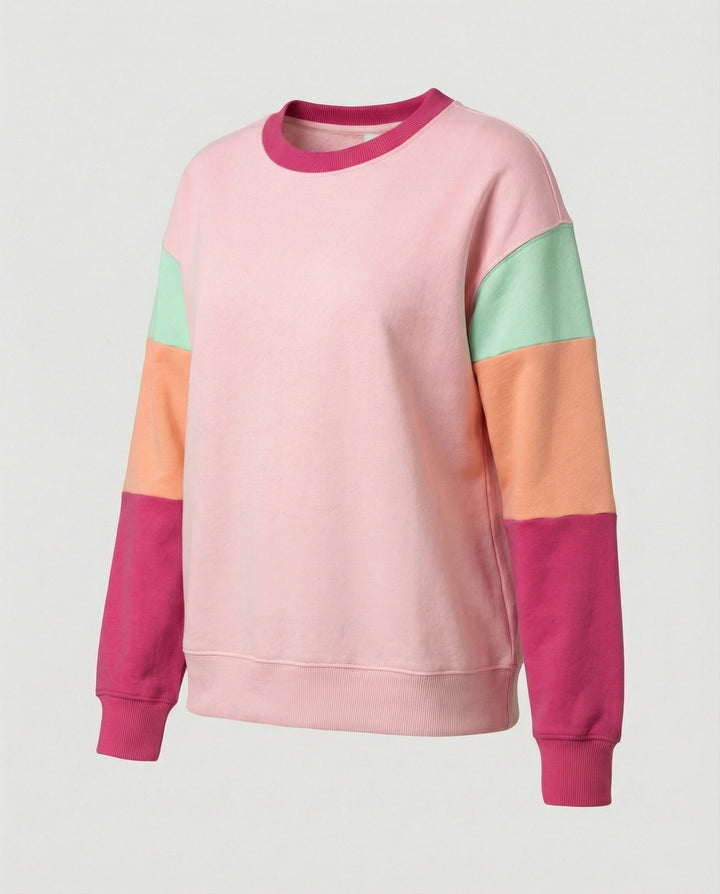Damen lässiger SwEchoarchivtshirt mit kontrastierenden Ärmeln Echoarchiv