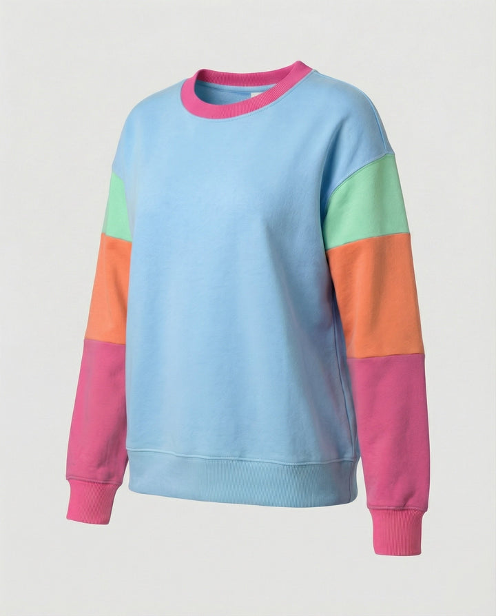 Damen lässiger SwEchoarchivtshirt mit kontrastierenden Ärmeln Echoarchiv