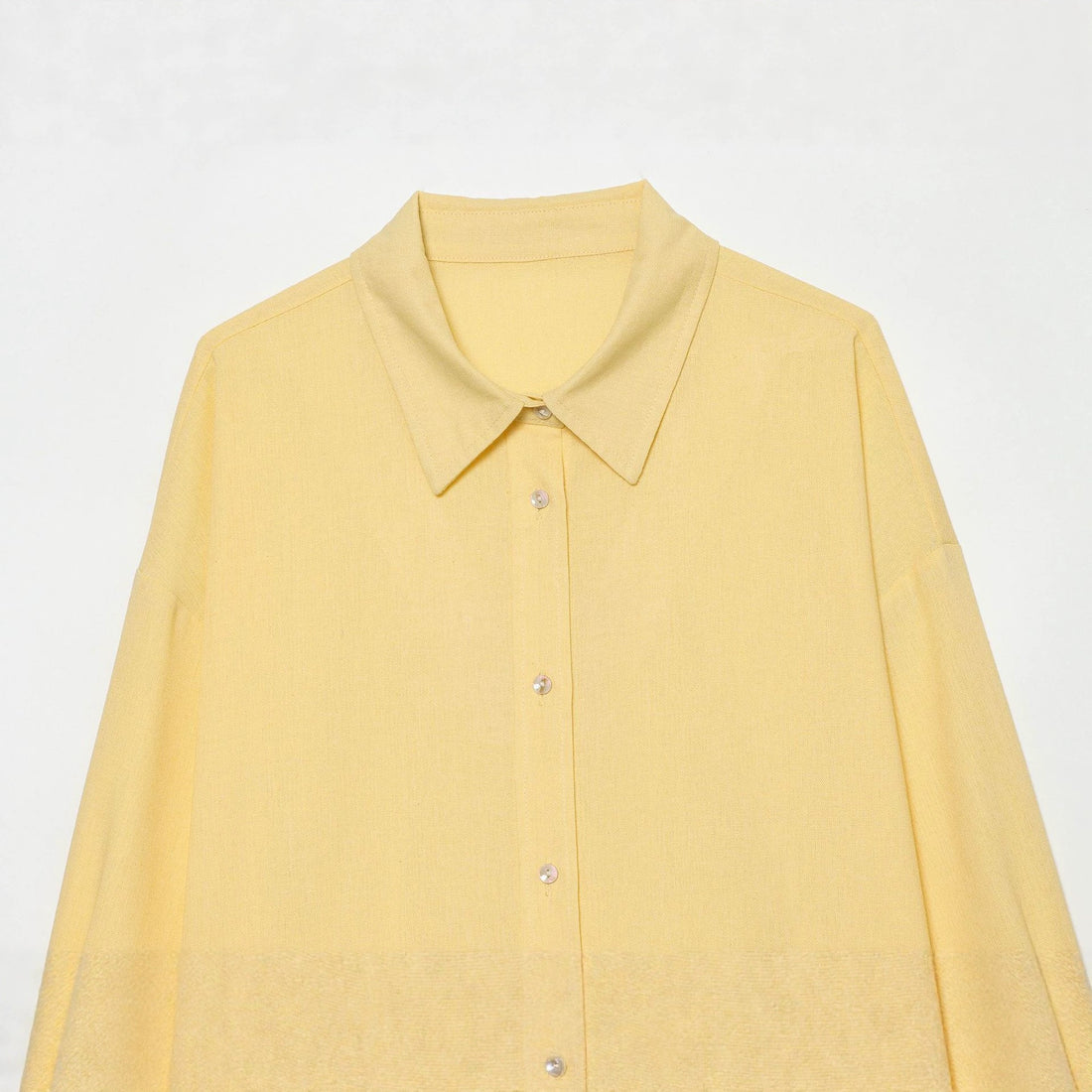 Damen Oversized Leinenoptik-Hemdbluse mit verdeckter Knopfleiste und Manschetten Echoarchiv