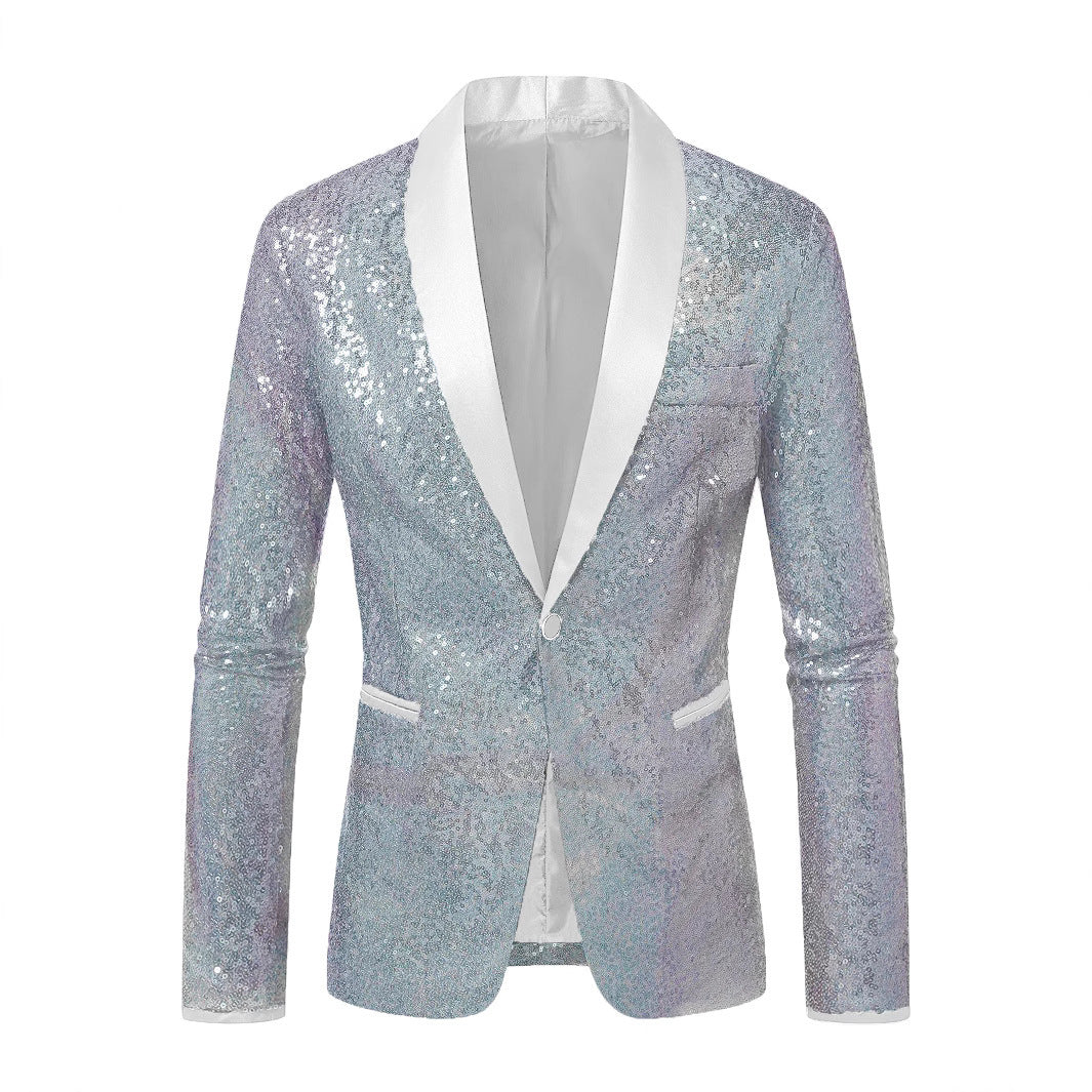 Herren Funkelnder Paillettenblazer mit modernem Schnitt Echoarchiv