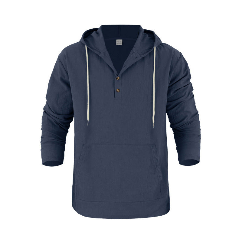 Herren lässiger Kapuzenpullover mit Knopfleiste und Kängurutasche Echoarchiv