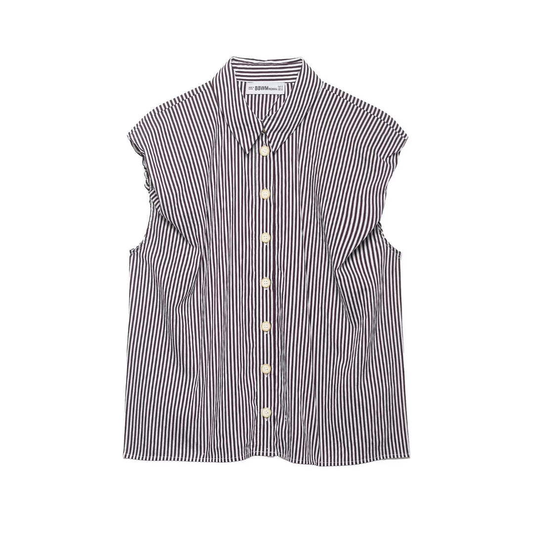 Damen Kurzarm Bluse mit modernen Streifen und eleganter Knopfleiste Echo Archiv