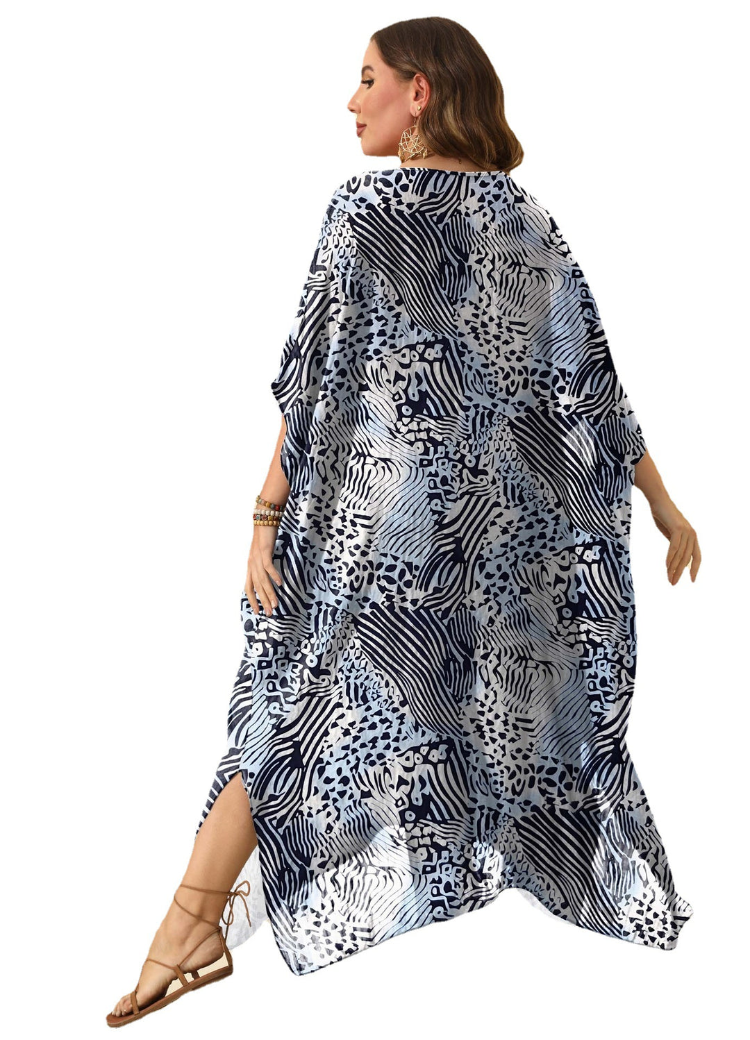 Damen lässiges Maxikleid mit asymmetrischem Saum und Animal-Print Echo Archiv