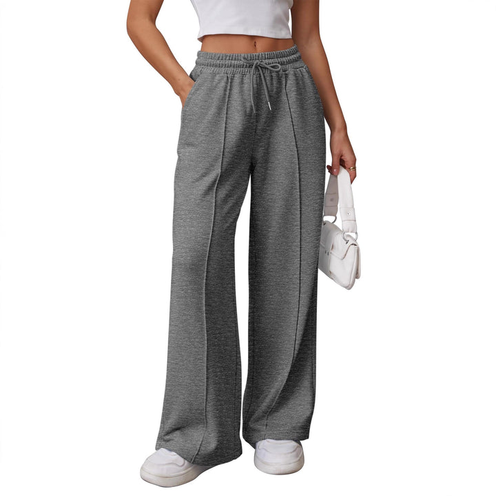 Damen nan High-Waist Relax-Freizeithose mit doppeltem Rippbund, sichtbarer Bügelfalte und weitem Bein Echo Archiv