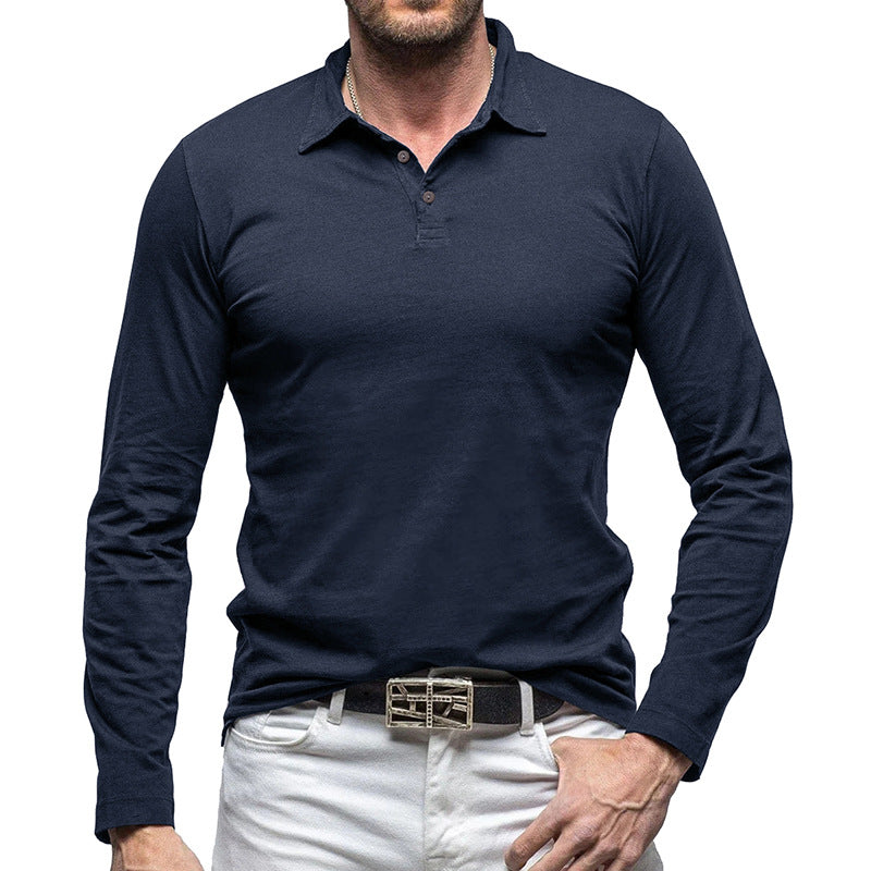 Herren Langarm-Polohemd mit modischem Kragen und hochwertiger Baumwolle Echoarchiv