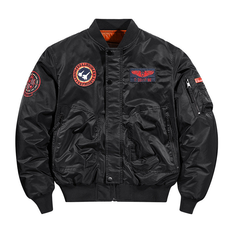 Herren  flugzeuginspiriertes Patch-Detail isolierte Pilot-Bomberjacke Echo Archiv