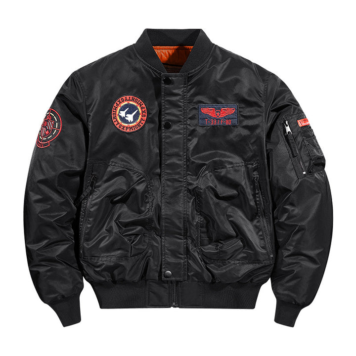 Herren  flugzeuginspiriertes Patch-Detail isolierte Pilot-Bomberjacke Echo Archiv