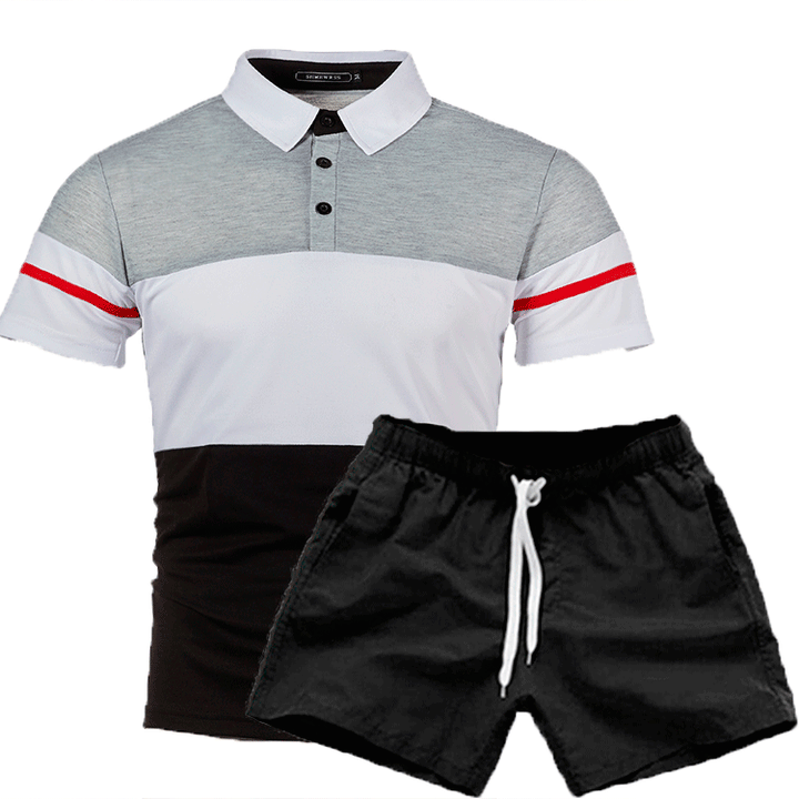 Herren Polohemd und Schwimmshorts Set mit modernen Akzenten Echoarchiv