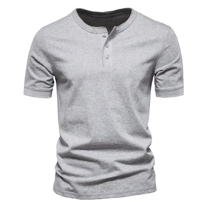 Herren nan tailliertes Kurzarm-Henleyshirt aus Baumwollmix mit Knopfleiste Echo Archiv