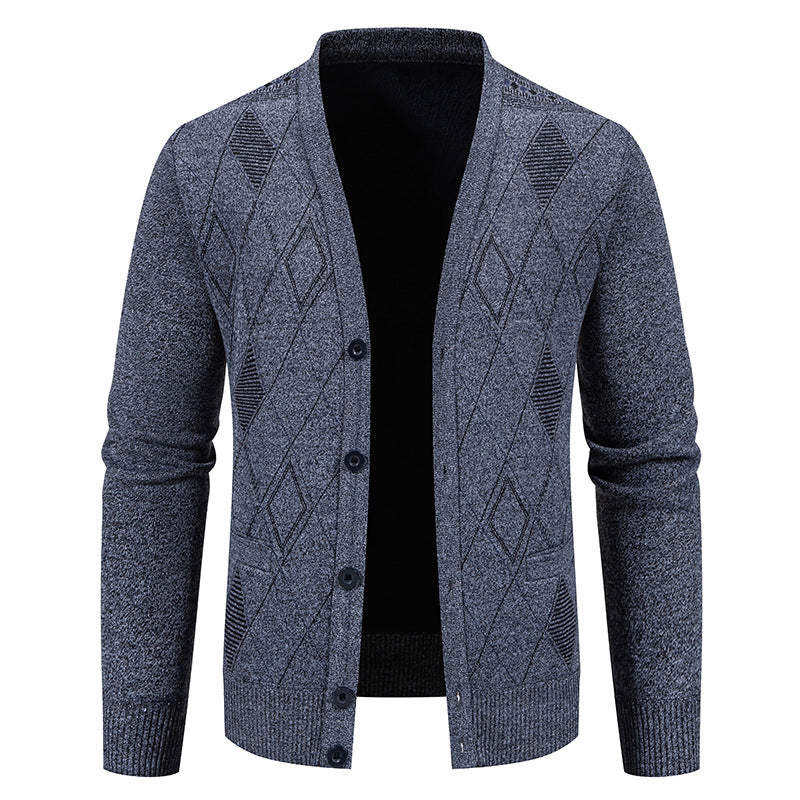 Herren stylische Strickjacke mit V-Ausschnitt und strukturiertem Muster Echoarchiv