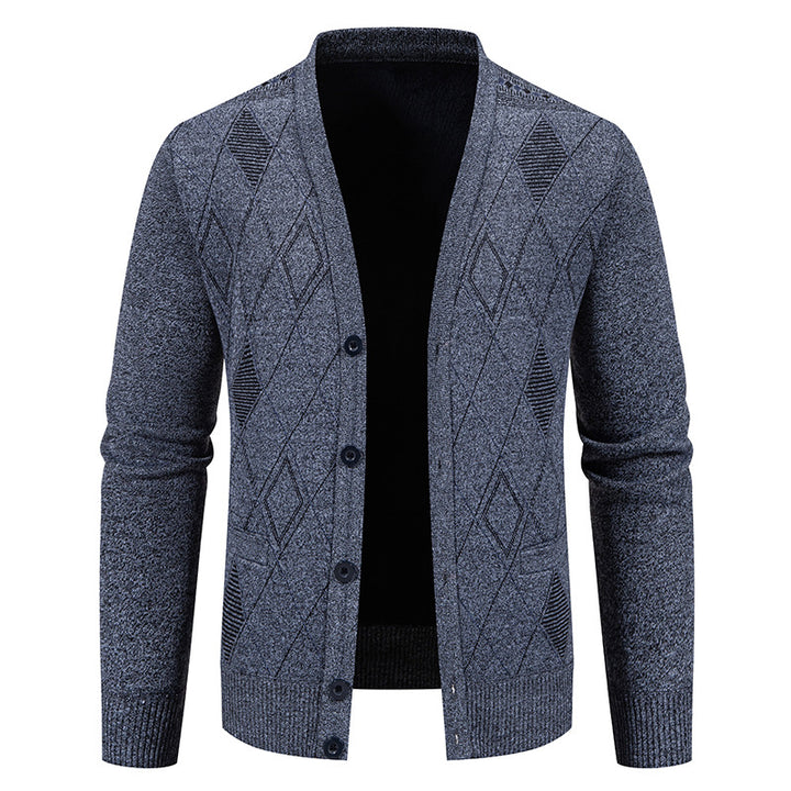 Herren stylische Strickjacke mit V-Ausschnitt und strukturiertem Muster Echoarchiv