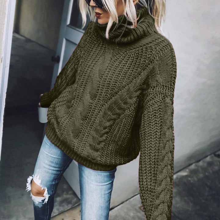 Damen nan Oversized Strickpullover mit grobem Zopfmuster und Rollkragen Echo Archiv