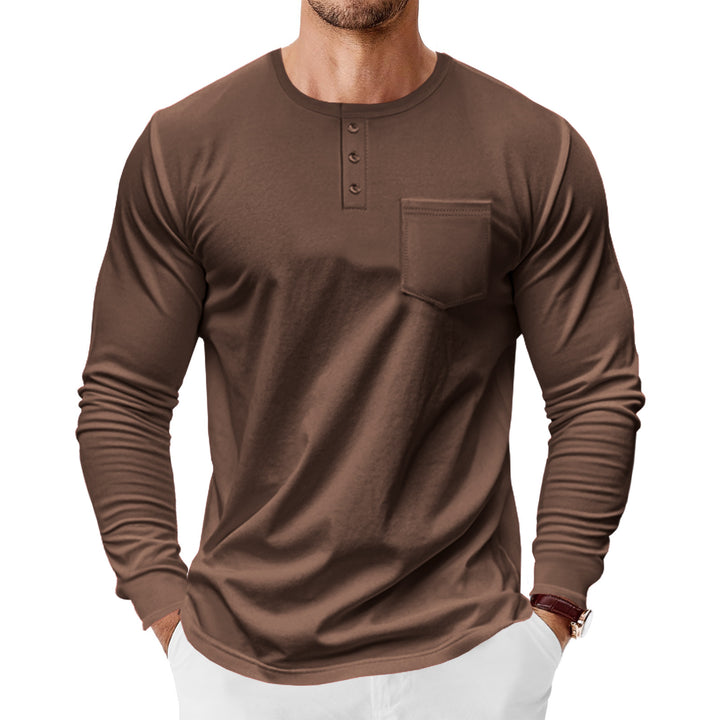 Herren Langarmshirt mit eleganter Knopfleiste und Brusttasche Echoarchiv