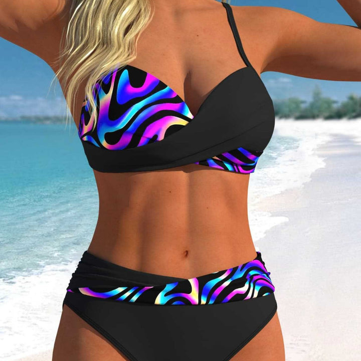 Damen Bikini-Set mit modernem Wickeldesign und lebhaftem Muster Echo Archiv