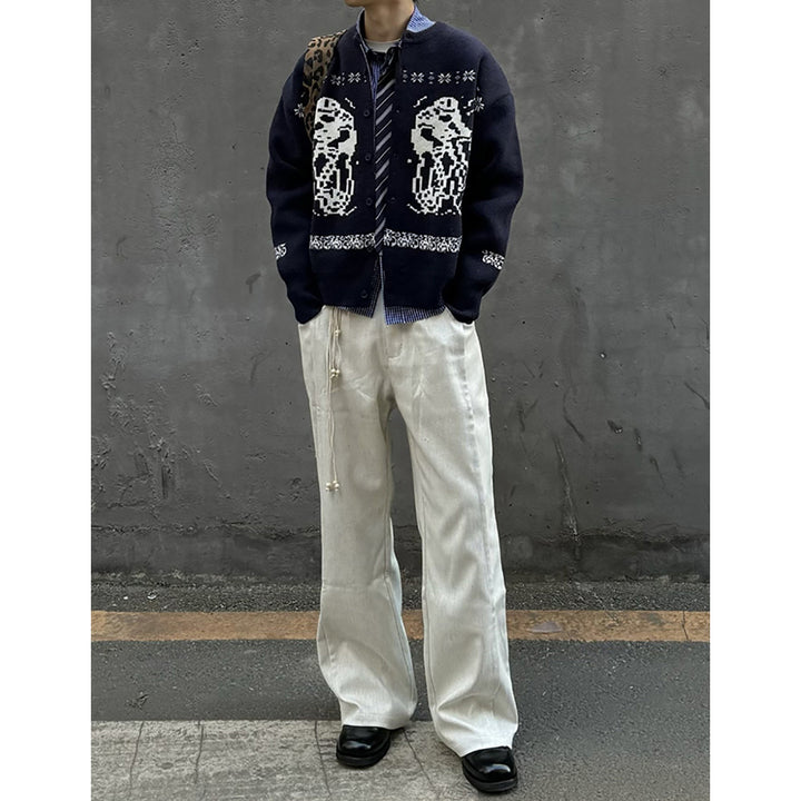 Damen Gemütlicher Grobstrickpullover mit grafischem Motiv Echoarchiv