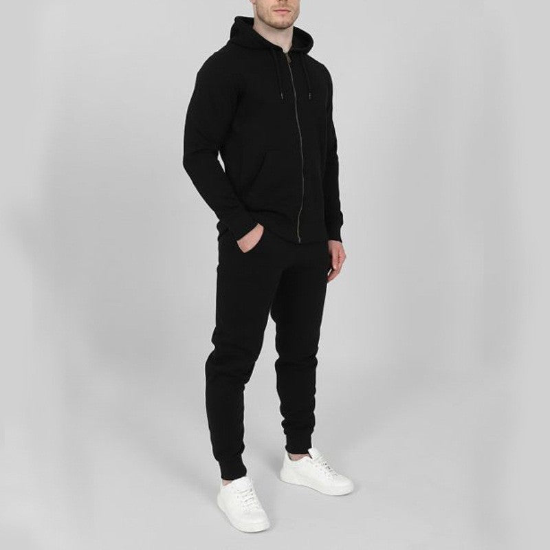 Herren sportlicher Kapuzenanzug mit durchgehendem Reißverschluss und elastischen Bündchen Echoarchiv