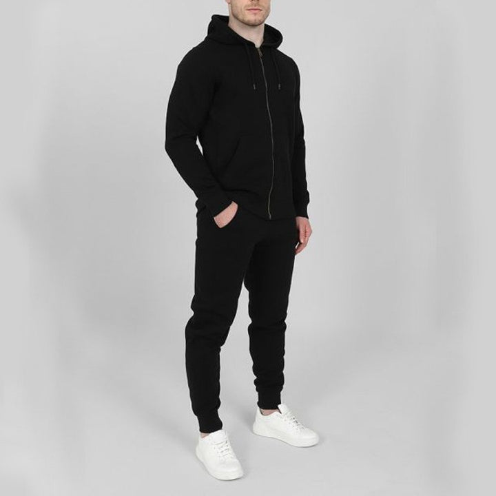 Herren sportlicher Kapuzenanzug mit durchgehendem Reißverschluss und elastischen Bündchen Echoarchiv