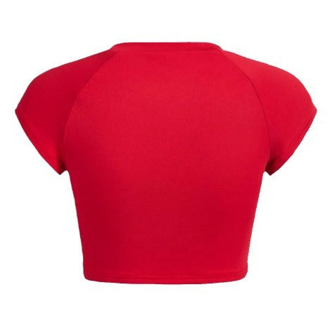 Damen Crop-Top mit kreativem Augenmotiv und figurbetonter Passform Echo Archiv