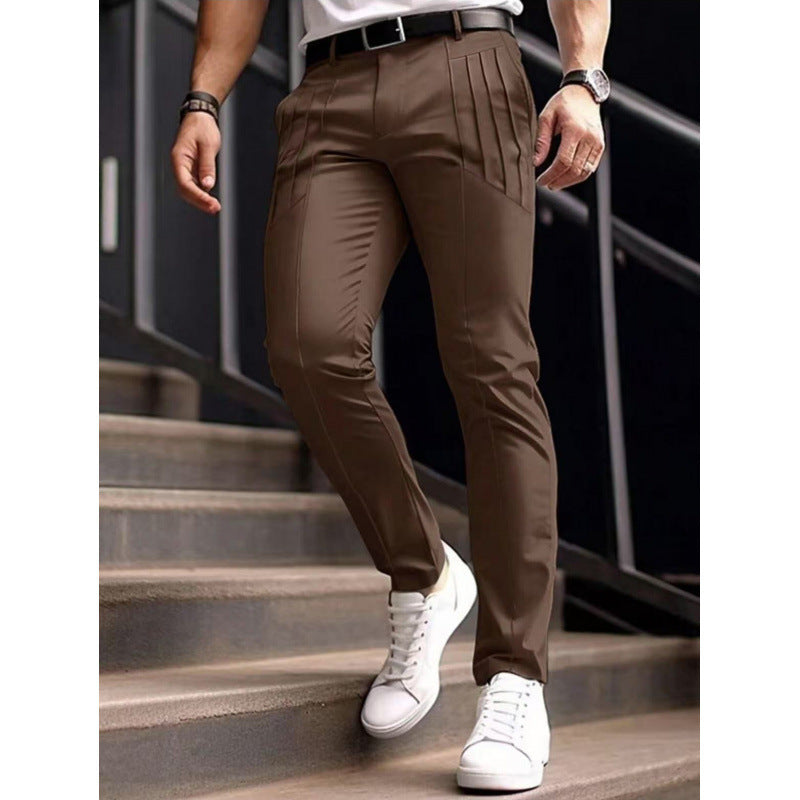 Herren stylische Slim-Fit Anzughose mit plissiertem Design Echoarchiv