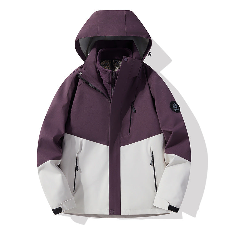Herren dreilagige atmungsaktive Softshell-Trekkingjacke mit integriertem Fleecekragen und verstellbarer Kapuze Echoarchiv
