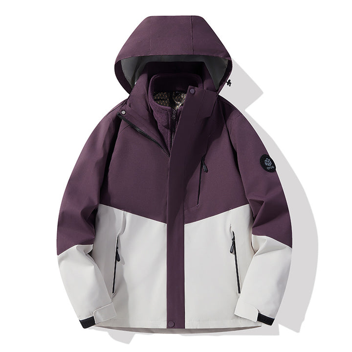 Herren dreilagige atmungsaktive Softshell-Trekkingjacke mit integriertem Fleecekragen und verstellbarer Kapuze Echoarchiv