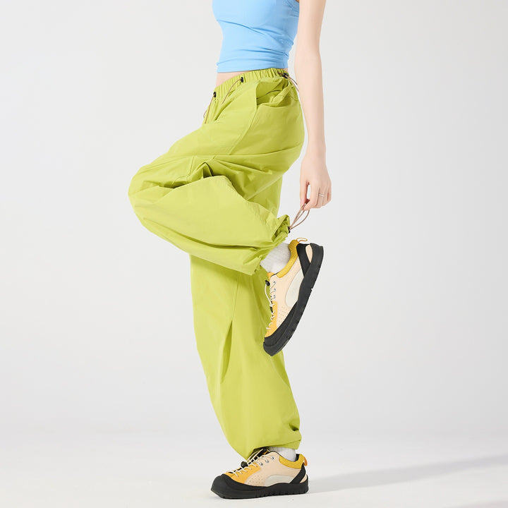 Damen Weite Nylon-Baggyhose mit elastischem Tunnelzugbund & Utility‑Taschen Echoarchiv
