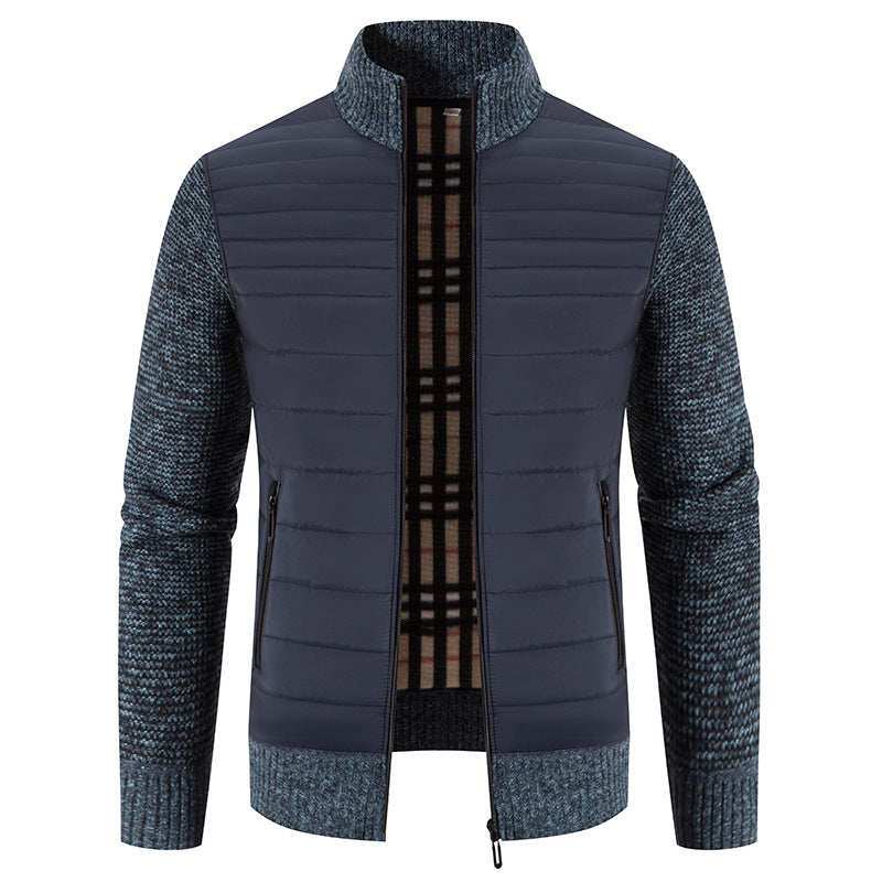 Herren gesteppte Hybridjacke mit Strickärmeln und modernem Stehkragen Echoarchiv