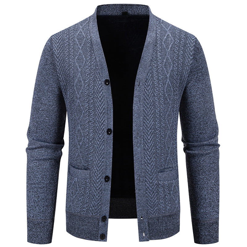Herren klassische Strickjacke mit strukturiertem Design und praktischen Taschen Echoarchiv