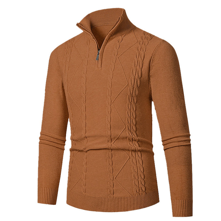 Herren Strickpullover mit Halb-Zip und strukturiertem Muster Echoarchiv