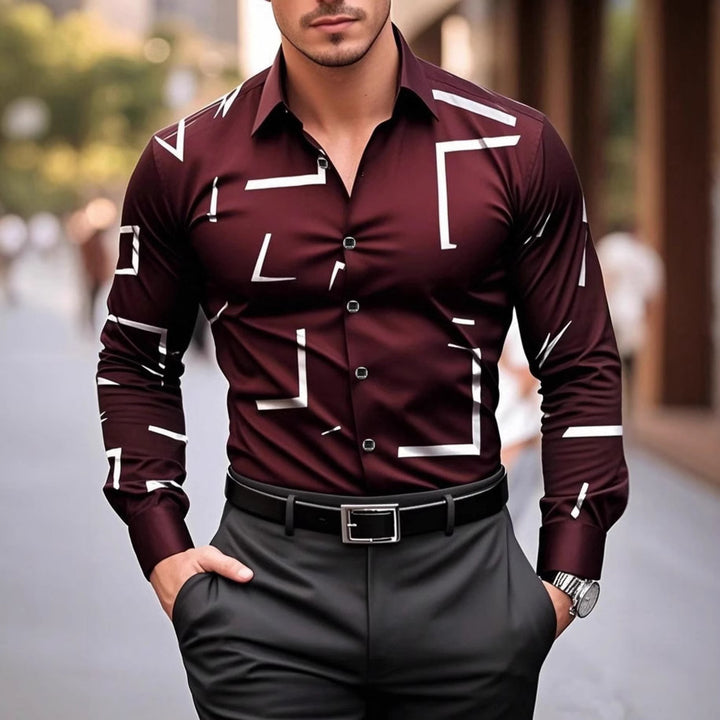 Herren modisches Langarmhemd mit geometrischem Design Echoarchiv