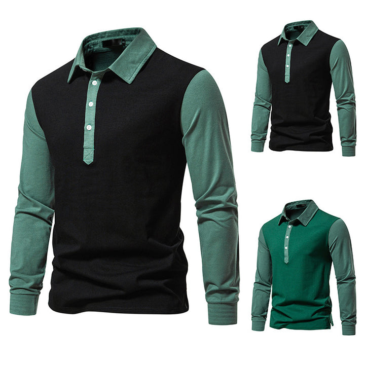 Herren Langarm-Henley-Shirt aus hochwertigem, atmungsaktivem Material mit Kontrastärmeln Echoarchiv
