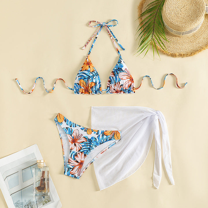Damen Triangel-Bikini-Set mit floralem Muster und lässigem Tuch Echo Archiv