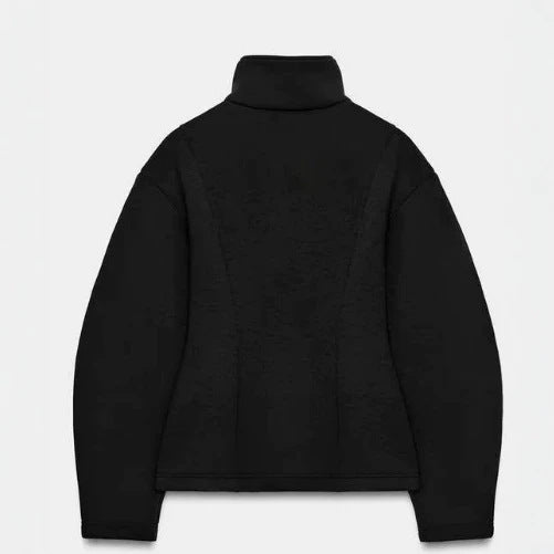 Damen Kurz geschnittene Boxy‑Fleecejacke mit Stehkragen, vertikalen Strukturnähten und verdecktem Reißverschluss Echo Archiv