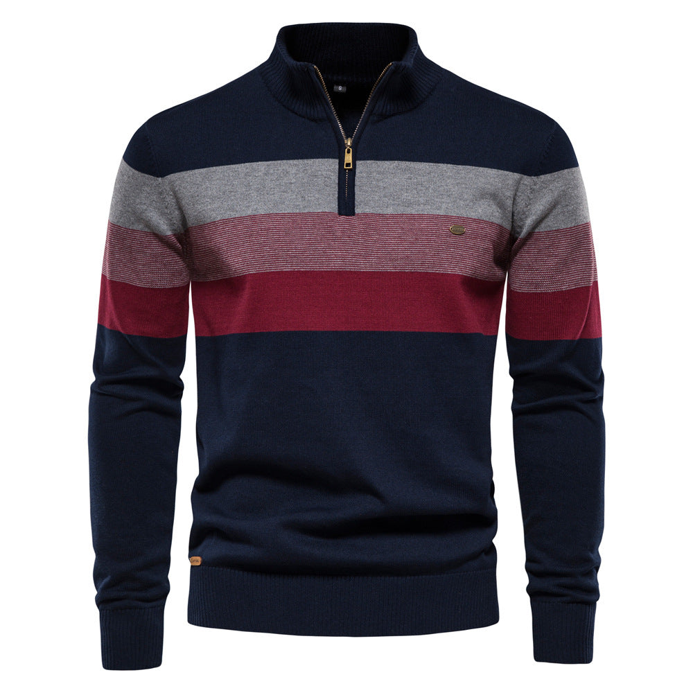 Herren Sweatpullover mit modernem Kurzreißverschluss und stilvollen Farbblockstreifen Echoarchiv